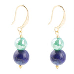 Dreamy Blue Lapis Green Golden Drop Earrings - Barse Jewelry
