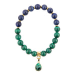 Dreamy Blue Lapis Green Malachite Charm Golden Bracelet - Barse Jewelry