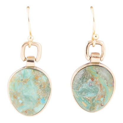 Drops of Blue Turquoise Golden Bronze Drop Earrings - Barse Jewelry