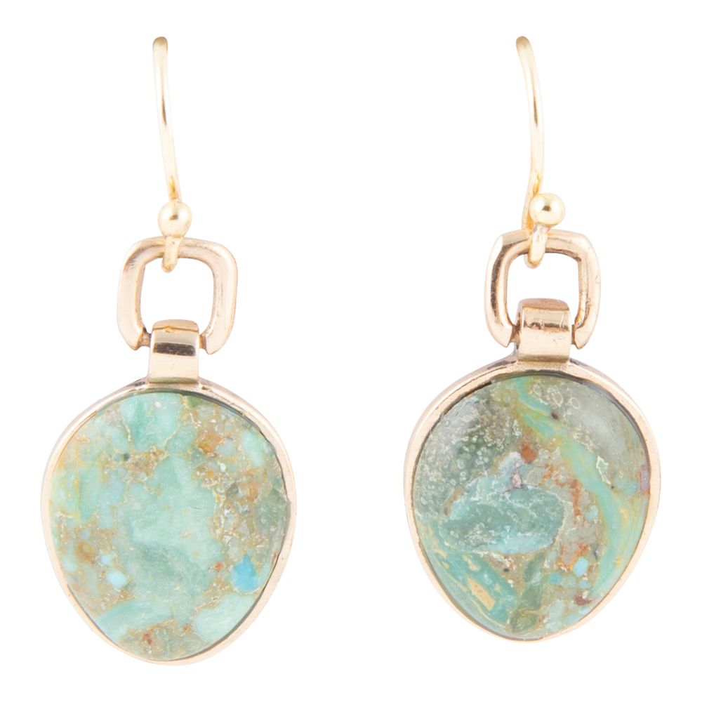 Dolce Teal Blue Turquoise Matrix Golden Drop Earrings main image 0