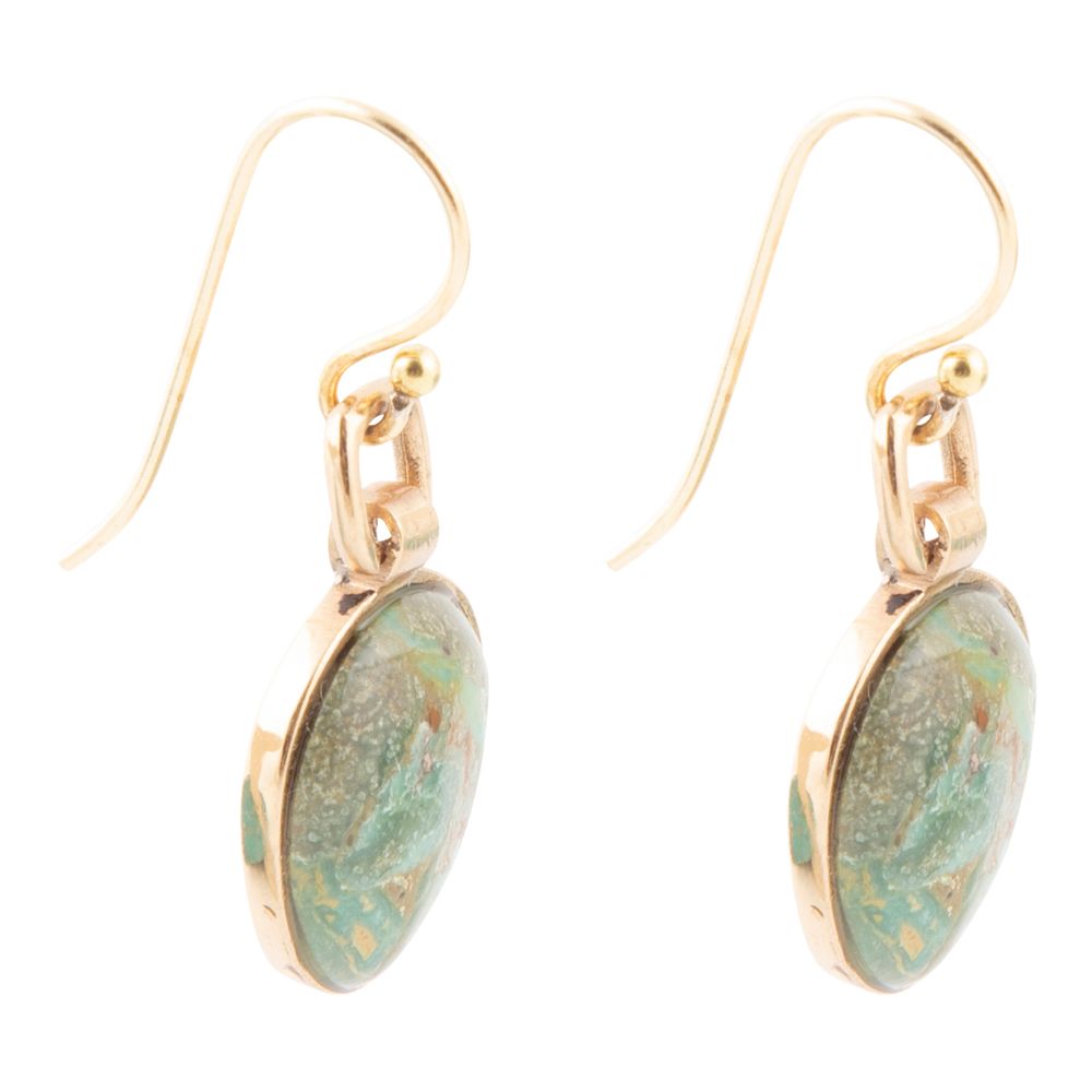 Drops of Blue Turquoise Golden Bronze Drop Earrings - Barse Jewelry