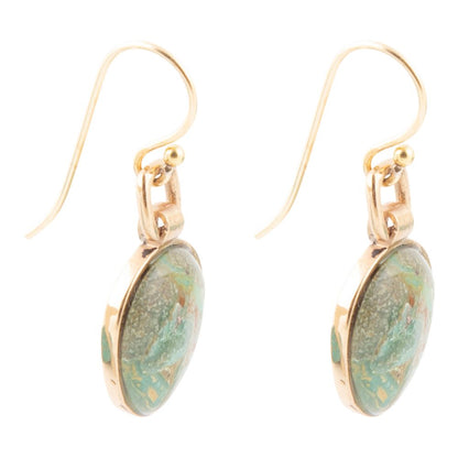 Drops of Blue Turquoise Golden Bronze Drop Earrings - Barse Jewelry