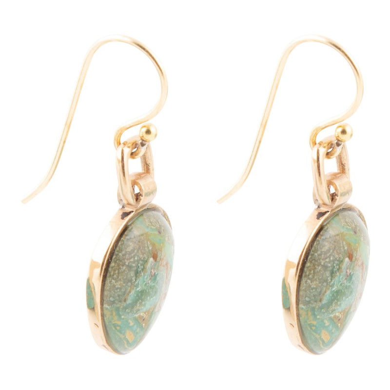 Drops of Blue Turquoise Golden Bronze Drop Earrings - Barse Jewelry
