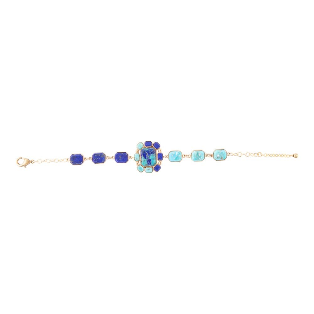Duality Blue Lapis and Turquoise Golden Braclet - Barse Jewelry
