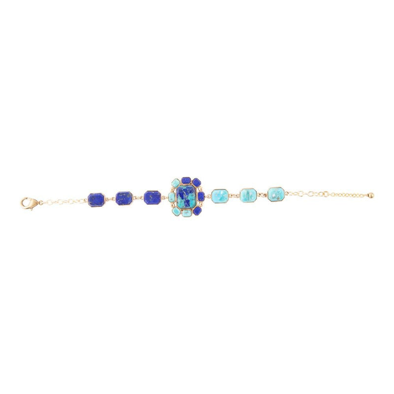 Duality Blue Lapis and Turquoise Golden Braclet - Barse Jewelry