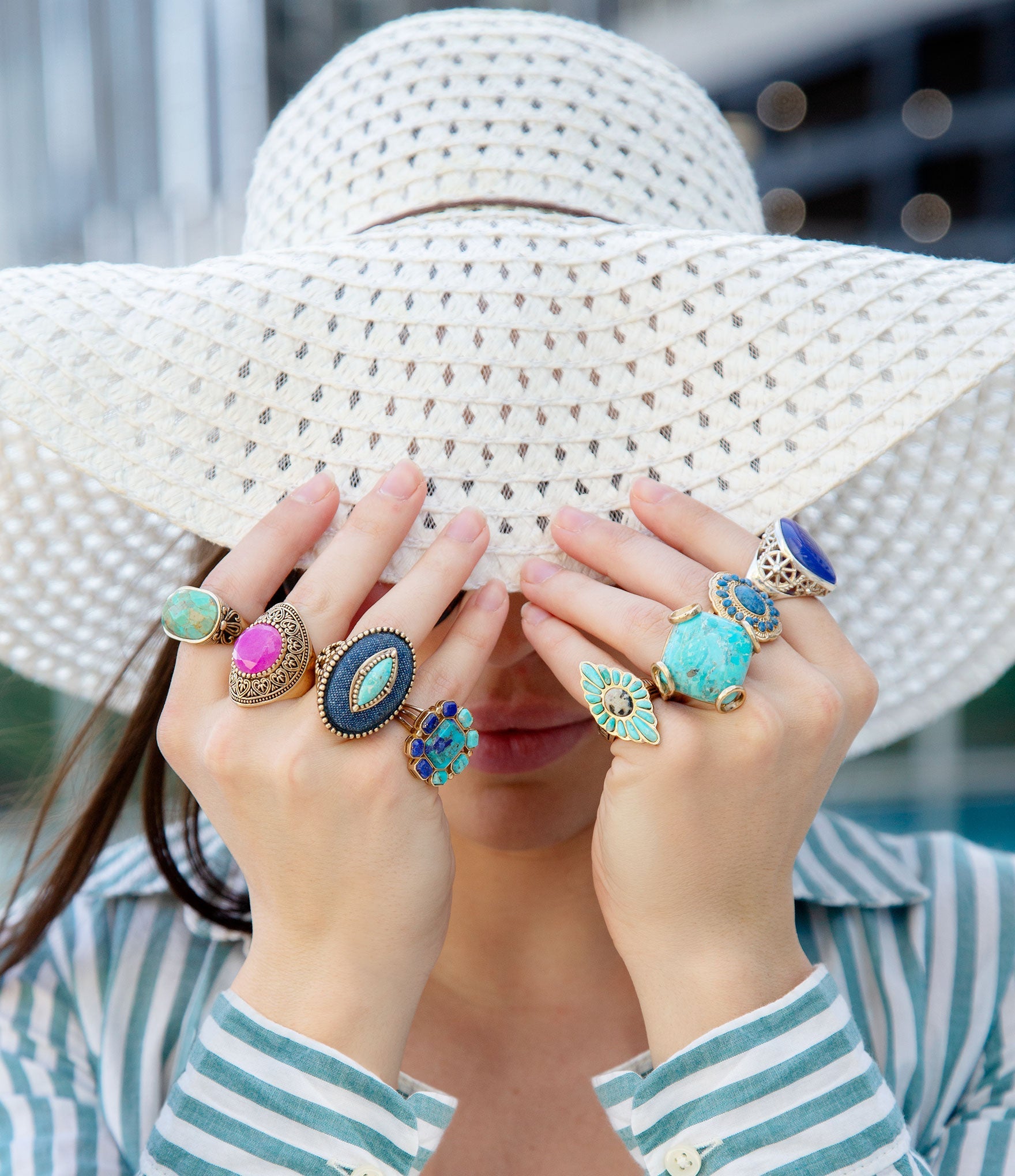 Duality Blue Lapis and Turquoise Golden Statement Ring - Barse Jewelry