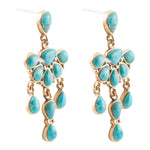 Durango Blue Turquoise Golden Chandelier Earrings - Barse Jewelry