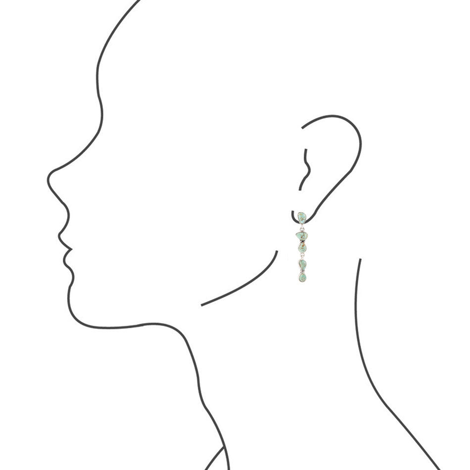 Durango Blue Turquoise and Silver Linear Post Earrings