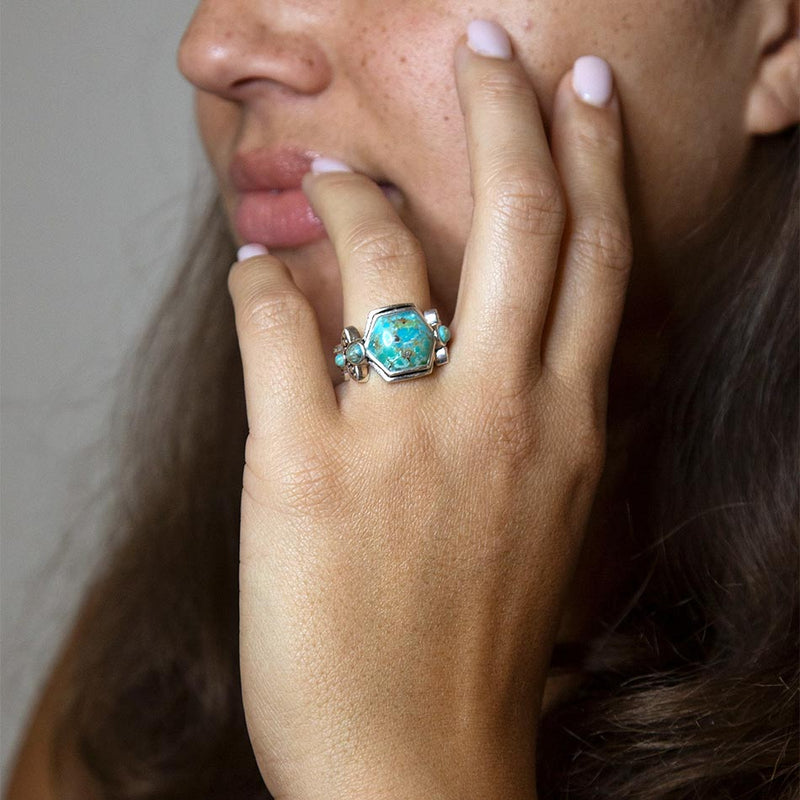 Emile Blue Turquoise and Sterling Silver Ring - Barse Jewelry