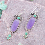 Emile Purple Quartz and Blue Turquoise Sterling Silver Drop Earrings - Barse Jewelry