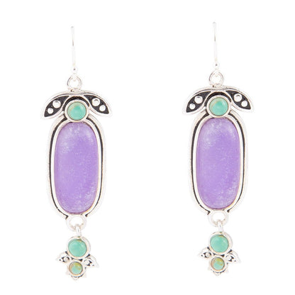 Emile Purple Quartz and Blue Turquoise Sterling Silver Drop Earrings - Barse Jewelry