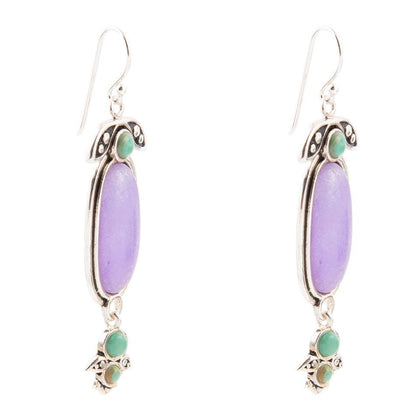 Emile Purple Quartz and Blue Turquoise Sterling Silver Drop Earrings - Barse Jewelry