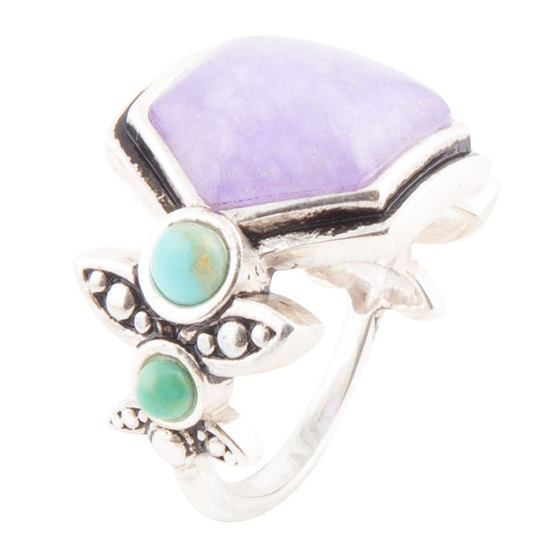 Emile Purple Quartz and Blue Turquoise Sterling Silver Ring - Barse Jewelry