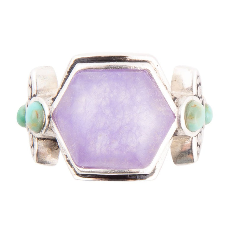 Emile Purple Quartz and Blue Turquoise Sterling Silver Ring - Barse Jewelry