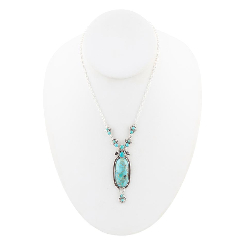 Emile Sterling Silver and Blue Turquoise Pendant Necklace - Barse Jewelry