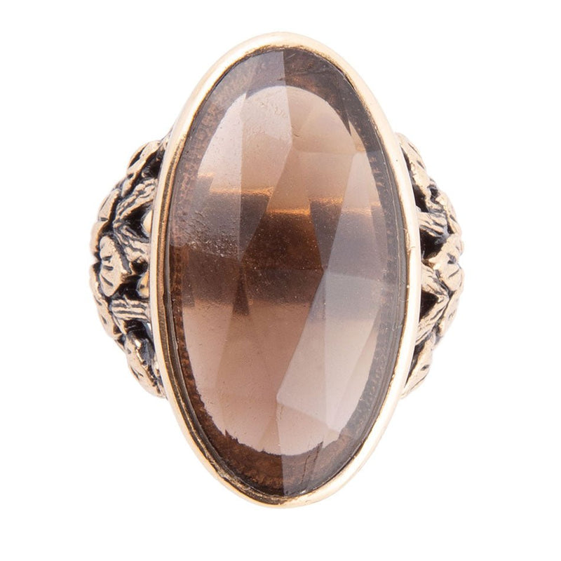 Enchanted Faceted Black Smoky Quartz Golden Ring - Barse Jewelry