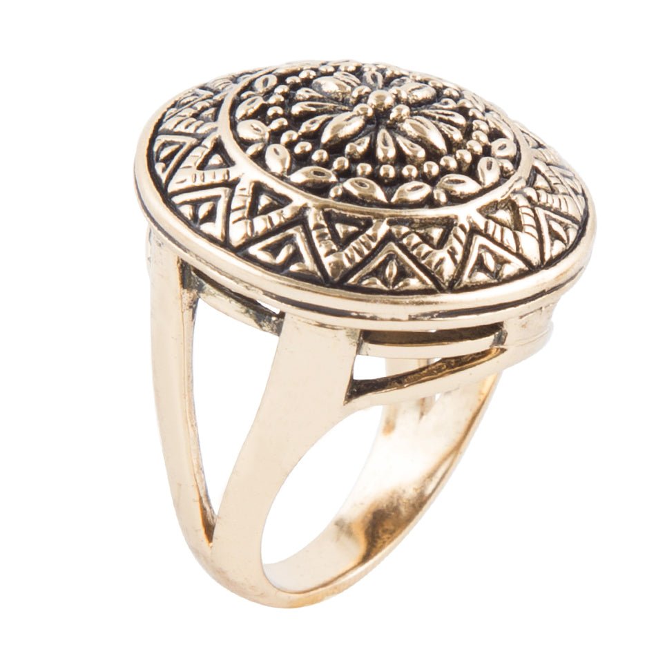 Engraved Gold Bronze Statement Rings - Barse Jewelry