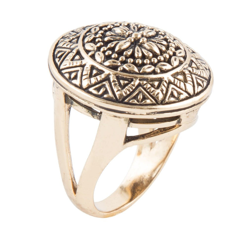 Engraved Gold Bronze Statement Rings - Barse Jewelry