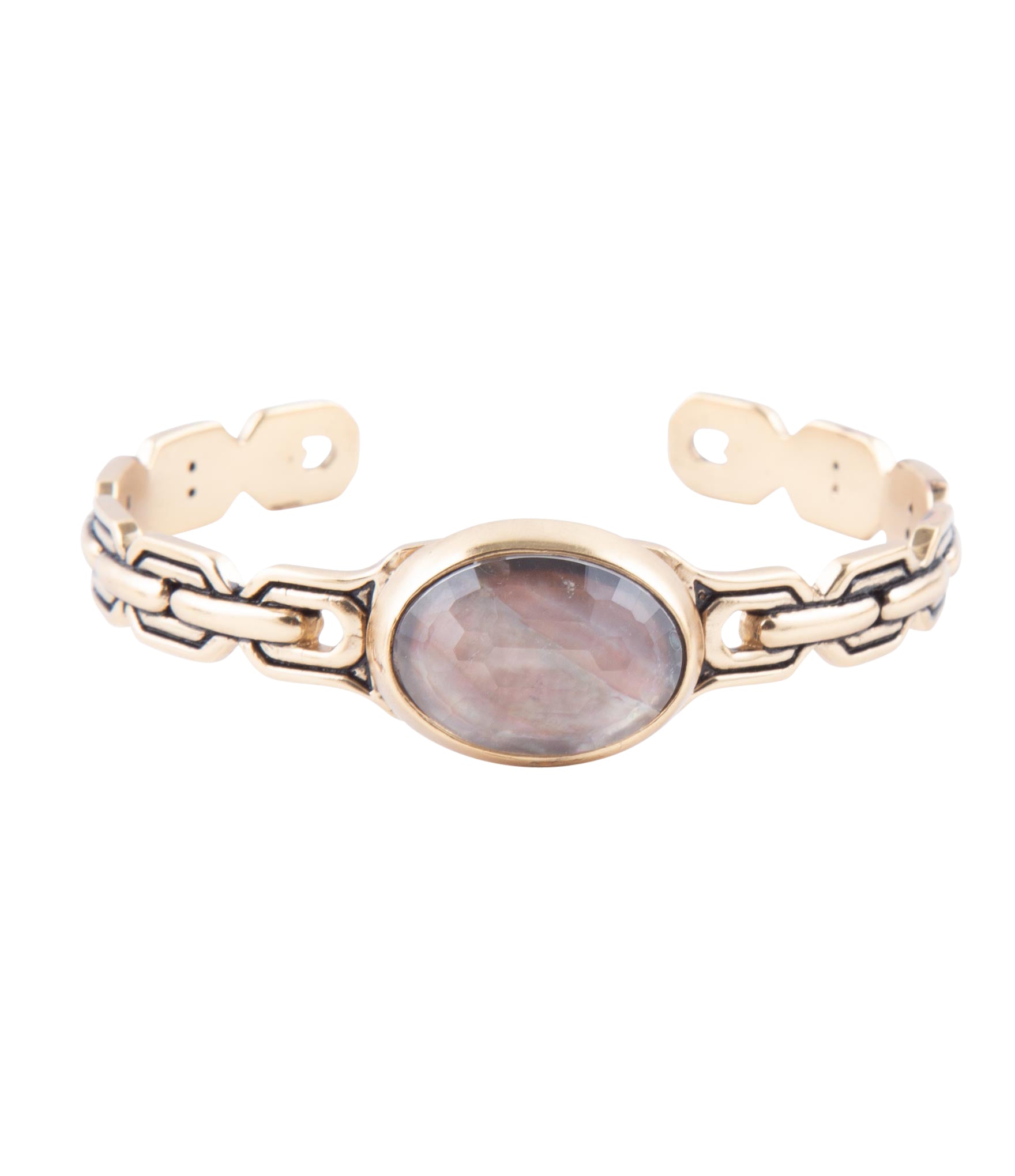 Etto Black Mother of Pearl Golden Cuff Bracelet - Barse Jewelry