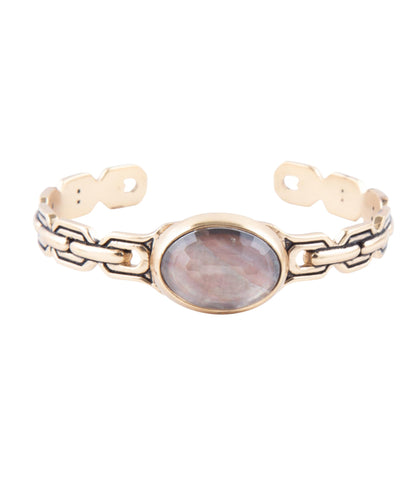 Etto Black Mother of Pearl Golden Cuff Bracelet - Barse Jewelry