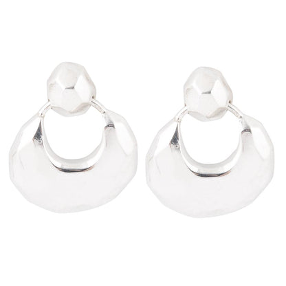 Faceted Sterling Silver Doorknocker Post Earrings - Barse Jewelry
