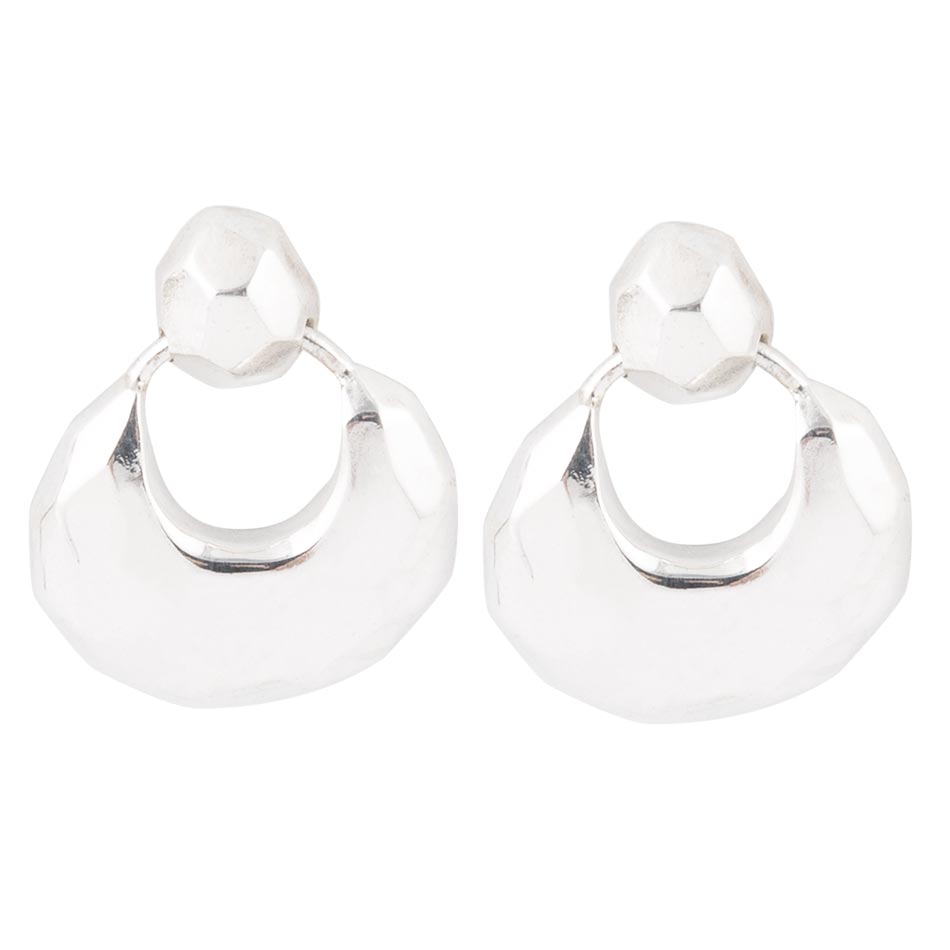Faceted Sterling Silver Doorknocker Post Earrings - Barse Jewelry