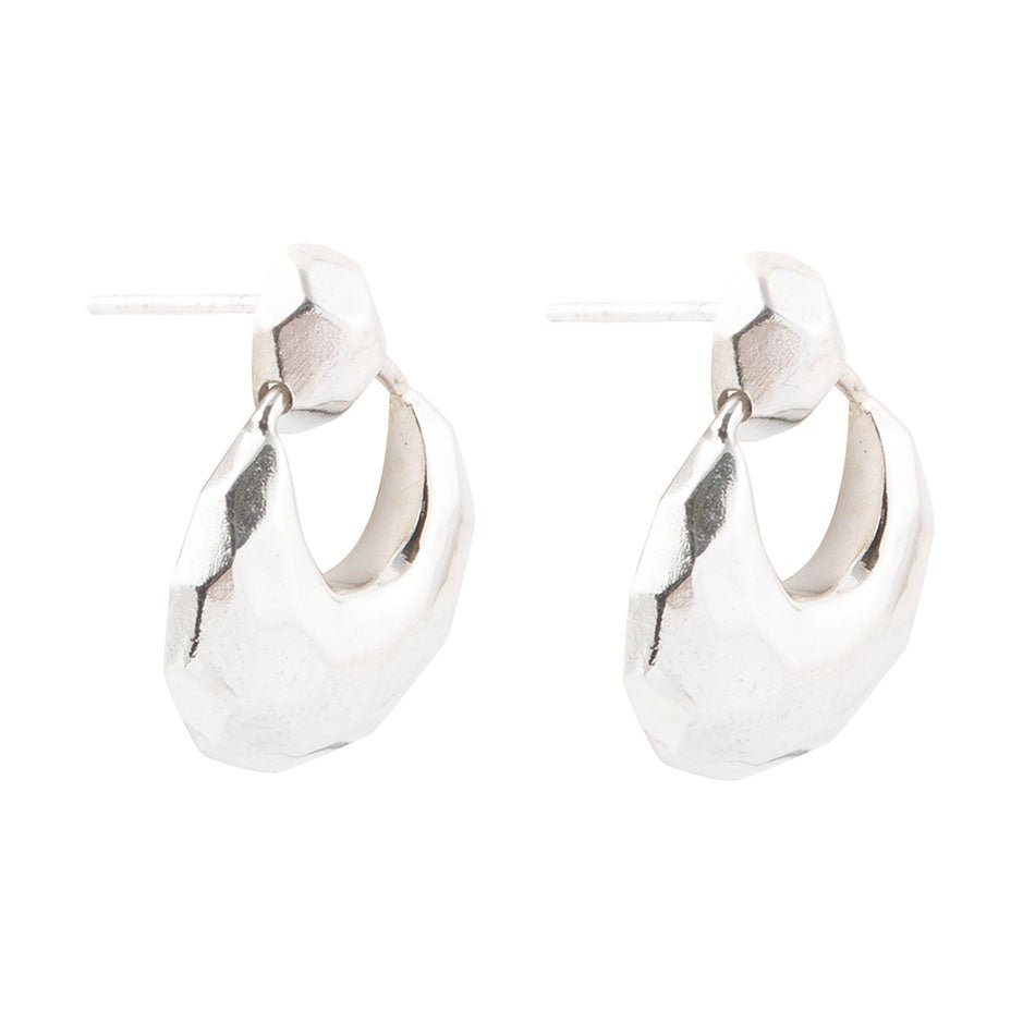 Faceted Sterling Silver Doorknocker Post Earrings - Barse Jewelry