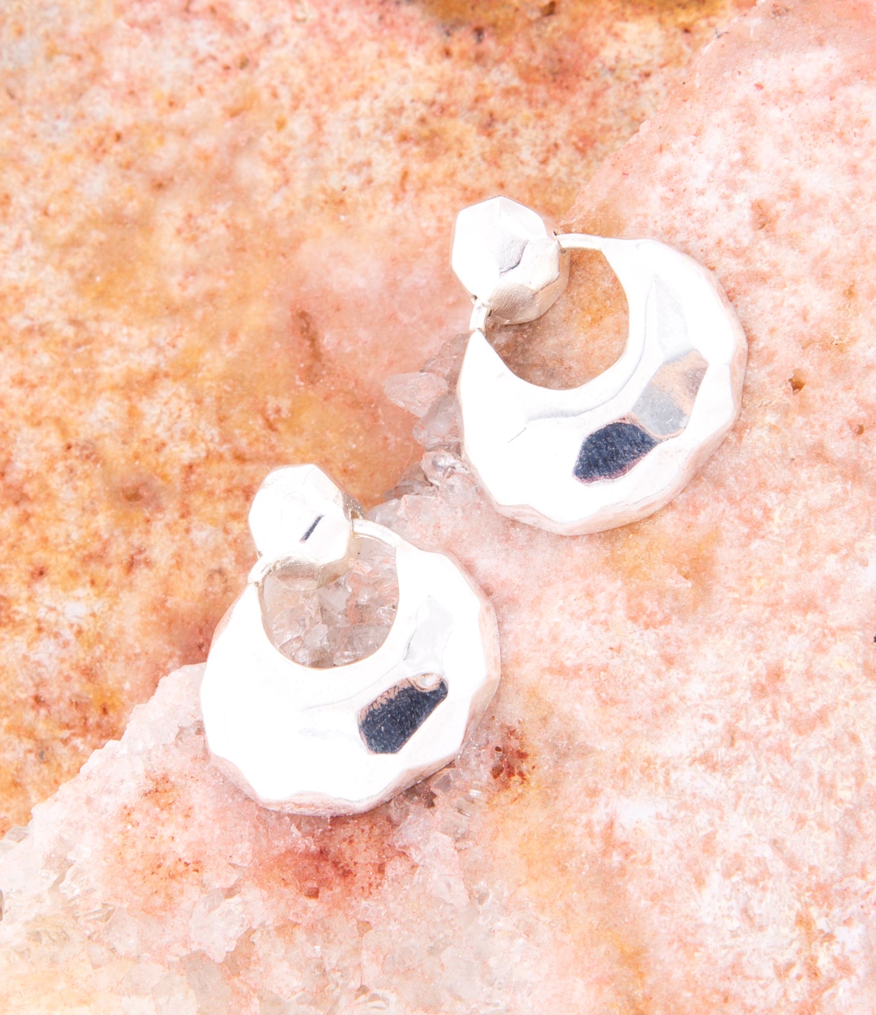 Faceted Sterling Silver Doorknocker Post Earrings - Barse Jewelry