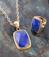 Filigreed Blue Agate Golden Pendant Necklaces - Barse Jewelry