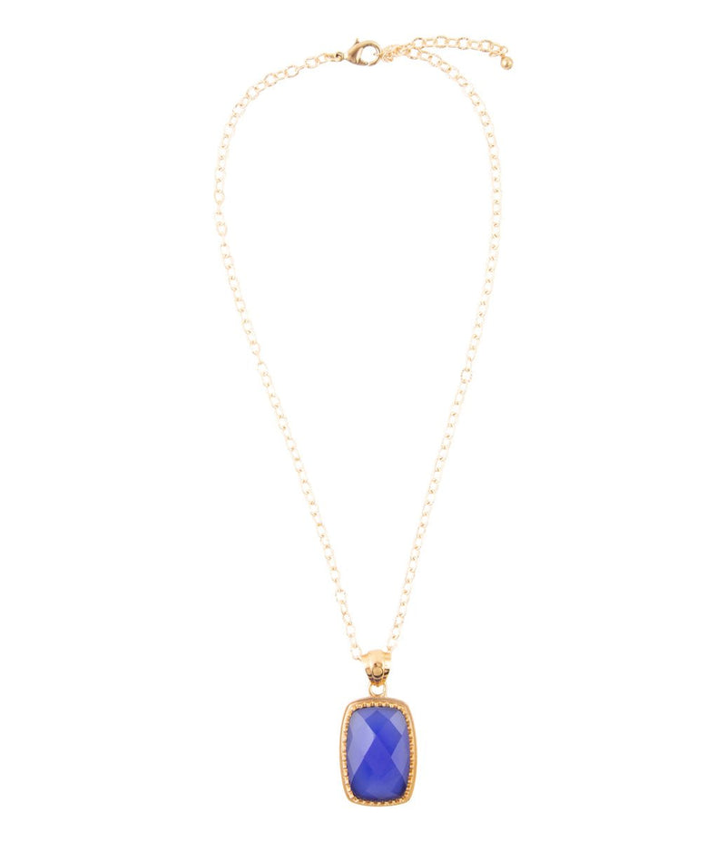 Filigreed Blue Agate Golden Pendant Necklaces - Barse Jewelry