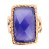 Filigreed Blue Agate Golden Statement Ring - Barse Jewelry