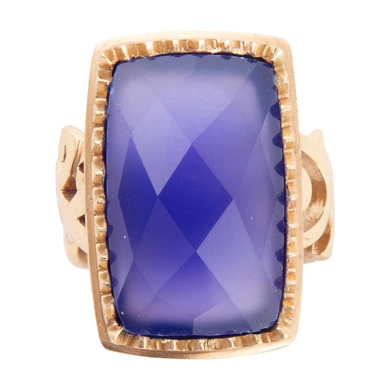 Filigreed Blue Agate Golden Statement Ring - Barse Jewelry