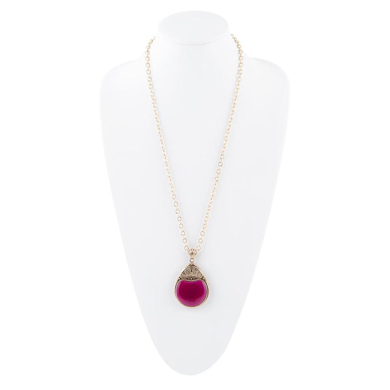 Flamenco Magenta Agate Pendant Necklace - Barse Jewelry