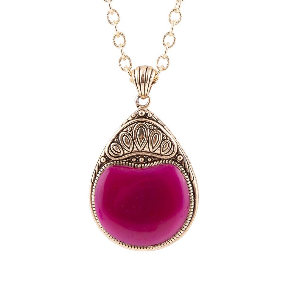 Flamenco Magenta Agate Pendant Necklace - Barse Jewelry