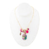 Flamingo Pink Agate Golden Pendant Necklace - Barse Jewelry