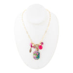 Flamingo Pink Agate Golden Pendant Necklace - Barse Jewelry