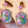 Flamingo Pink Agate Golden Post Drop Earrings - Barse Jewelry