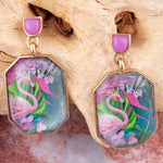 Flamingo Pink Agate Golden Post Drop Earrings - Barse Jewelry