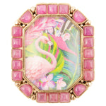 Flamingo Pink Agate Golden Statement Ring - Barse Jewelry