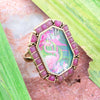 Flamingo Pink Agate Golden Statement Ring - Barse Jewelry