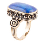 Floral Bloom Blue Lapis Golden Statement Ring - Barse Jewelry
