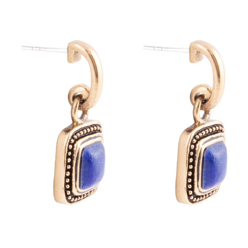 Flourish Blue Lapis Golden Drop Earrings - Barse Jewelry