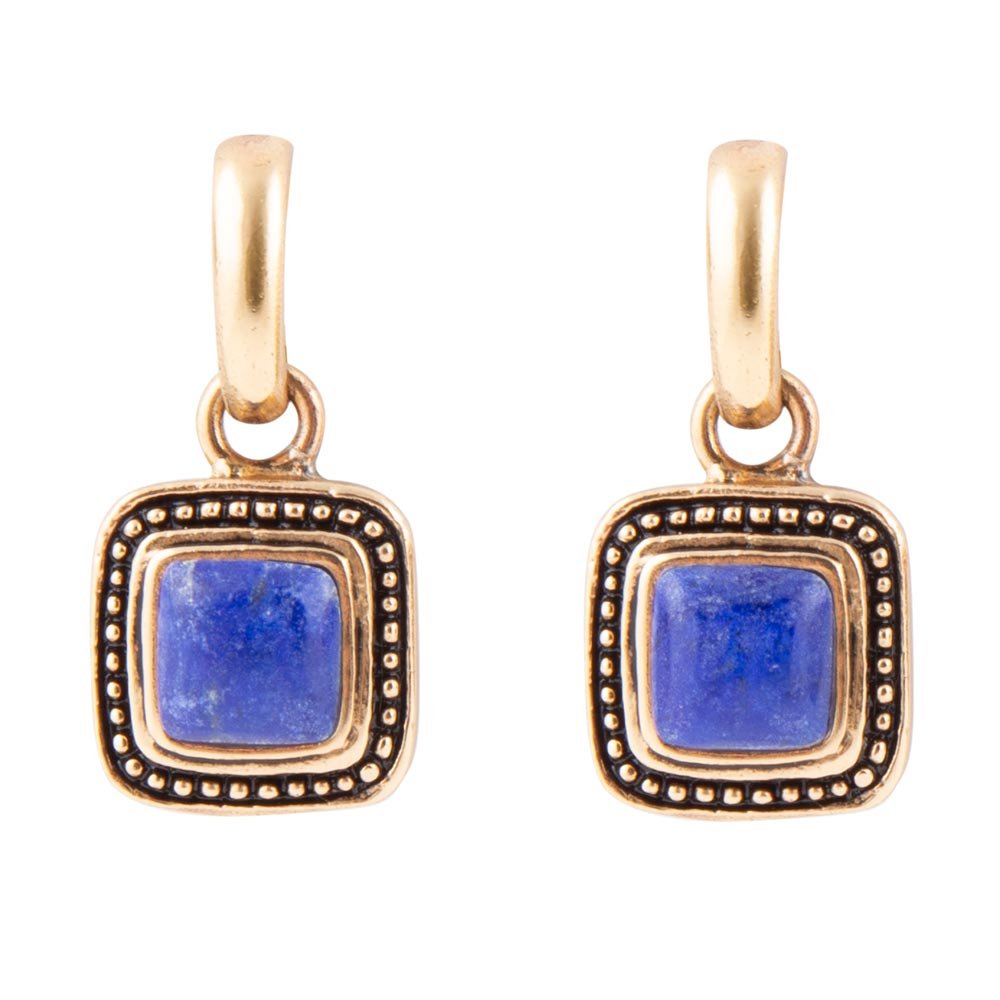 Flourish Blue Lapis Golden Drop Earrings - Barse Jewelry