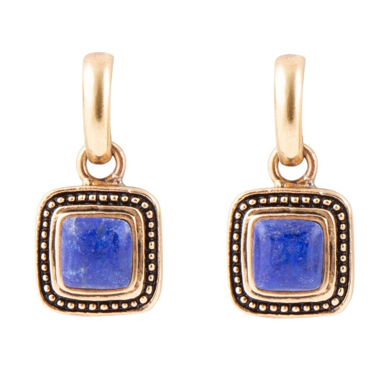Flourish Blue Lapis Golden Drop Earrings - Barse Jewelry