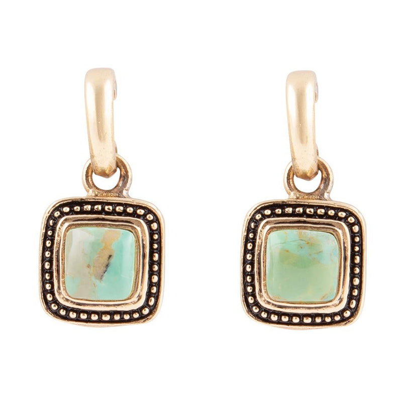 Flourish Blue Turquoise Golden Drop Earrings - Barse Jewelry