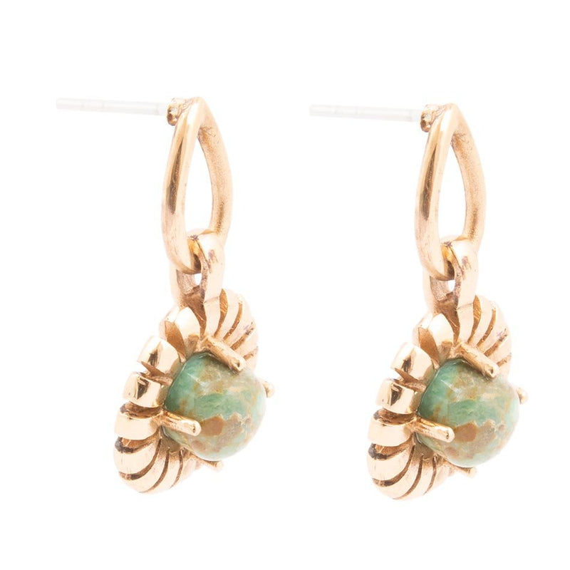 Fluted Blue Turquoise Drop Post Earrings - Barse Jewelry
