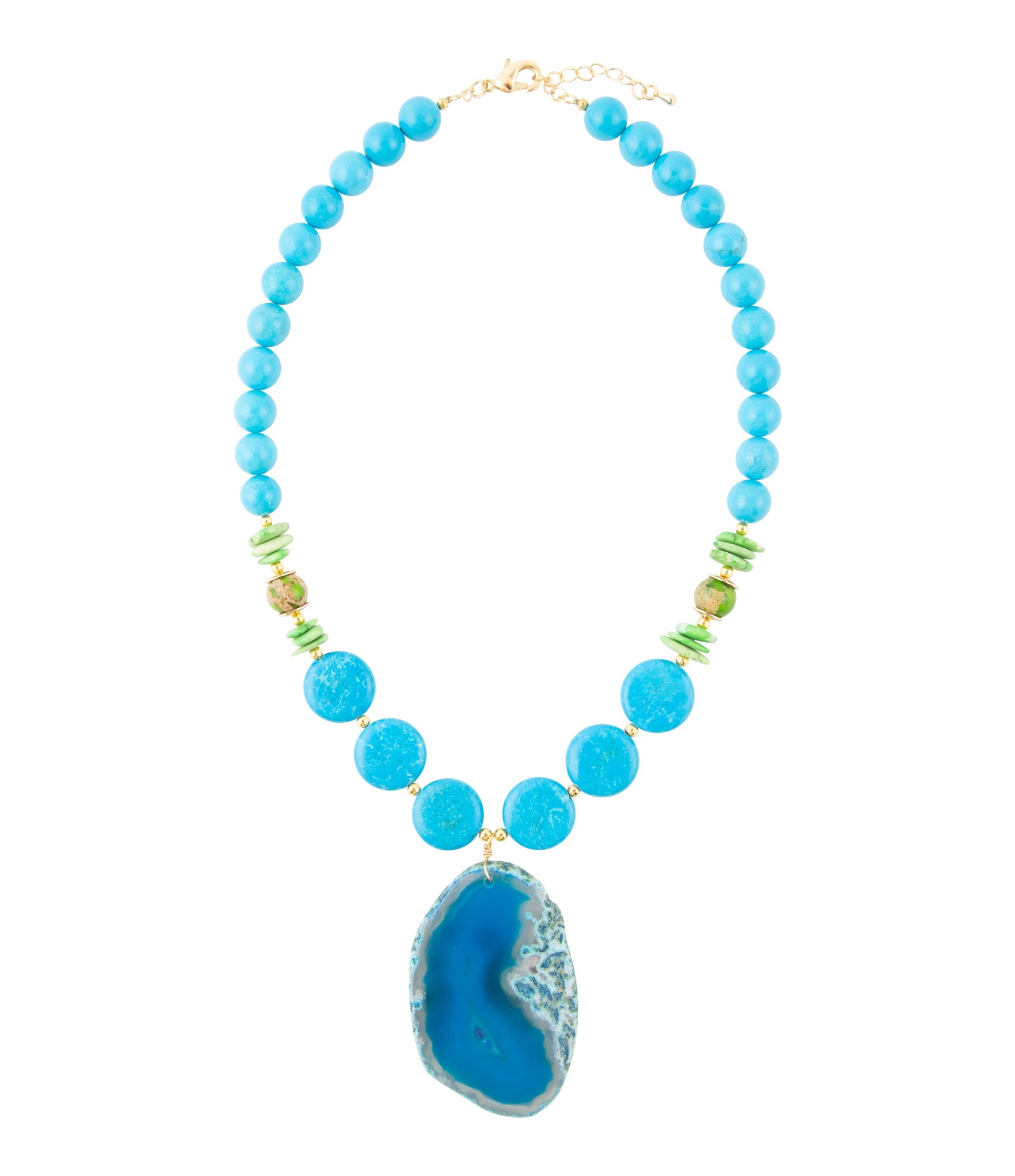 Fresh Twist Lime and Blue Agate Pendant Necklace - Barse Jewelry