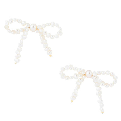 Freshwater White Pearl Bow Post Earrings - Barse Jewelry