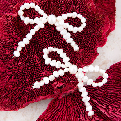 Freshwater White Pearl Bow Post Earrings - Barse Jewelry