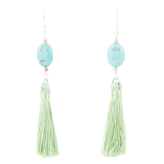 Frill Seeker Green Tassel and Sterling Silver Earrings